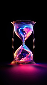 Hourglass illuminated reflection deadline. 