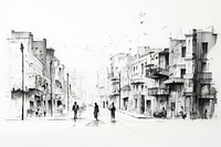 City street sketch drawing art. AI generated Image by rawpixel.