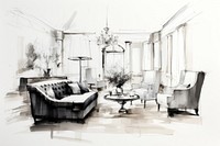 Luxury style interior sketch architecture furniture. AI generated Image by rawpixel.