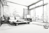 Japan style interior sketch furniture drawing. AI generated Image by rawpixel.