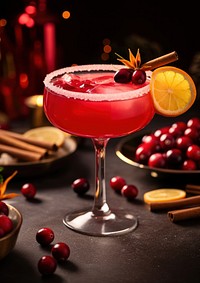 Christmas spiced cranberry cocktail drink fruit table. AI generated Image by rawpixel.