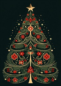 Christmas tree stencil design red anticipation illuminated. AI generated Image by rawpixel.