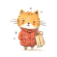 Orange cat carrying shopping bags animal drawing mammal. AI generated Image by rawpixel.