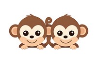 Monkey mom and baby cartoon mammal animal. AI generated Image by rawpixel.