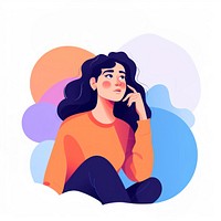 A woman thinking pose portrait drawing cartoon. AI generated Image by rawpixel.
