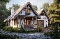 House cottage architecture building. AI generated Image by rawpixel.