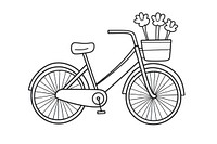 Minimal illustration of a bicycle with flower basket vehicle drawing sketch. AI generated Image by rawpixel.