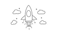 Minimal illustration of rocket drawing sketch doodle. AI generated Image by rawpixel.