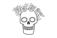 Minimal illustration of skull with flowers drawing sketch doodle. AI generated Image by rawpixel.