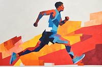 Athlete running art painting jogging. 