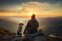 Dog landscape mountain outdoors. AI generated Image by rawpixel.