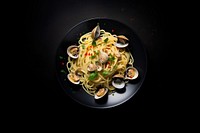 Pasta white wine sauce topped some clams food seafood plate. AI generated Image by rawpixel.