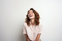 A female subject exuding confidence laughing blouse adult. AI generated Image by rawpixel.