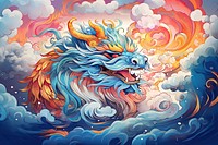 Zodiac dragon art painting cartoon. 