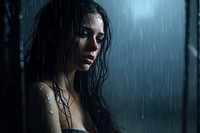 Grief adult woman rain. AI generated Image by rawpixel.