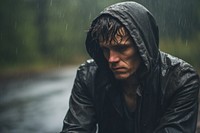 Grief rain portrait adult. AI generated Image by rawpixel.