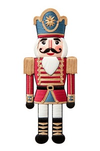 A Nutcracker embroidery nutcracker christmas white background. AI generated Image by rawpixel.