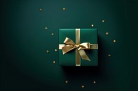 Green gift box ribbon gold green background. AI generated Image by rawpixel.
