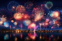 Exploding fireworks celebration outdoors night. AI generated Image by rawpixel.