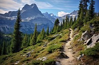 Hiking trail landscape mountain wilderness. AI generated Image by rawpixel.
