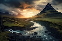Iceland landscape panoramic outdoors nature. AI generated Image by rawpixel.