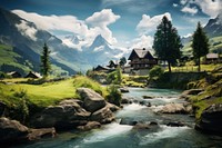 Switzerland landscapes architecture outdoors building. AI generated Image by rawpixel.