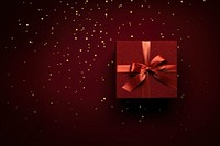 Red gift box backgrounds ribbon illuminated. AI generated Image by rawpixel.