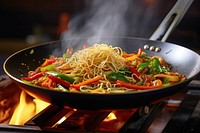 Stir fry chow mein food wok vegetable. AI generated Image by rawpixel.