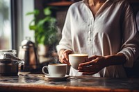 Woman making coffee drink cup mug. AI generated Image by rawpixel.