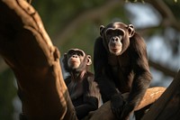 Two chimpanzees wildlife monkey mammal. AI generated Image by rawpixel.