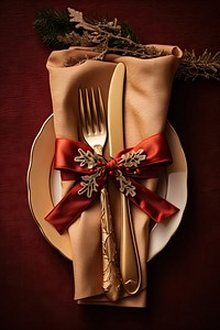 Napkin fork christmas spoon. AI generated Image by rawpixel.