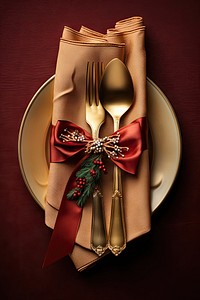 Napkin spoon fork christmas. AI generated Image by rawpixel.