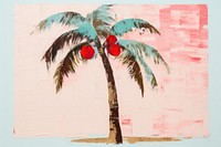 Palm tree painting plant fruit. AI generated Image by rawpixel.