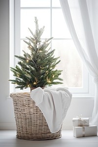 Plain christmas tree basket towel plant. AI generated Image by rawpixel.