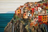 Cinque Terre Italy landscape painting art. AI generated Image by rawpixel.