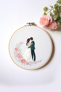 Wedding couple embroidery wedding adult. AI generated Image by rawpixel.