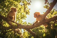 Monkeys nature tree wildlife. AI generated Image by rawpixel.
