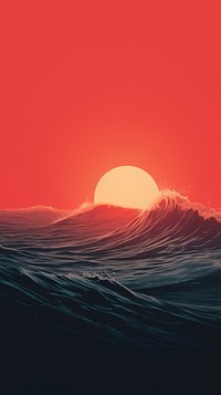 Sea wave outdoors horizon sunset. 
