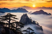 Landscape mountain outdoors sunrise. AI generated Image by rawpixel.