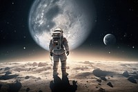 An astronaut wearing spacesuit moon astronomy outdoors. AI generated Image by rawpixel.