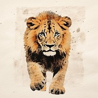 Retro lion wildlife animal mammal. AI generated Image by rawpixel.