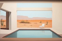 Relaxation space architecture furniture desert. AI generated Image by rawpixel.