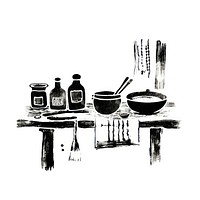 Kitchen room drawing sketch table. AI generated Image by rawpixel.