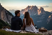 Mountain outdoors sitting adult. AI generated Image by rawpixel.