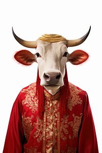 Cow wearing Chinese robe. AI generated Image by rawpixel.