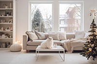 Christmas living room furniture window mammal. AI generated Image by rawpixel.