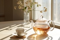 Tea pot set teapot glass drink. AI generated Image by rawpixel.