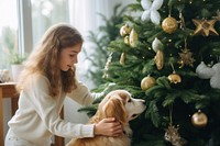 Christmas tree dog mammal white. AI generated Image by rawpixel.