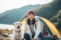 Outdoors camping retriever mountain. AI generated Image by rawpixel.