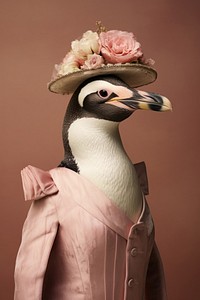 Penguin wearing pink dress. AI generated Image by rawpixel.